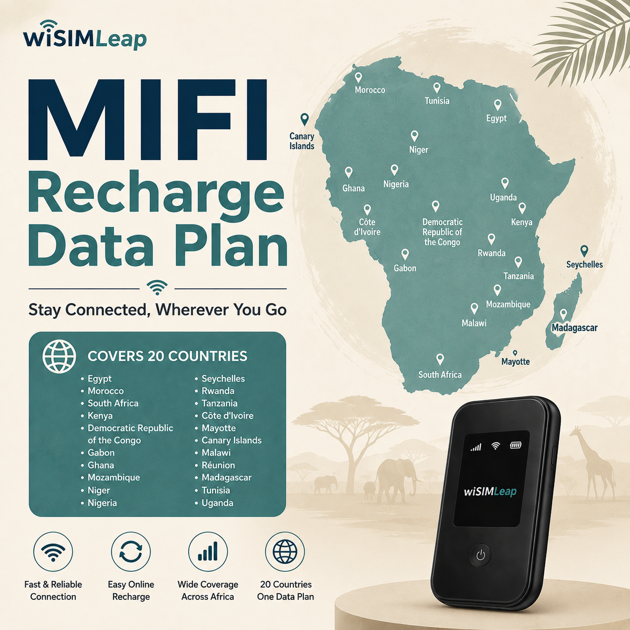 20 African Countries -- MiFi Data Plan Recharge