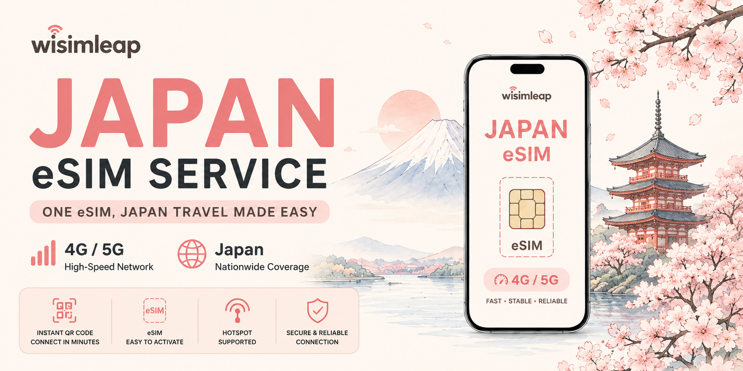 Japan eSIM Unlimited Data, 5G/4G LTE Travel eSIM for Japan, Instant QR Code Delivery, No Physical SIM Card, Compatible with iPhone & Android, Easy Activation