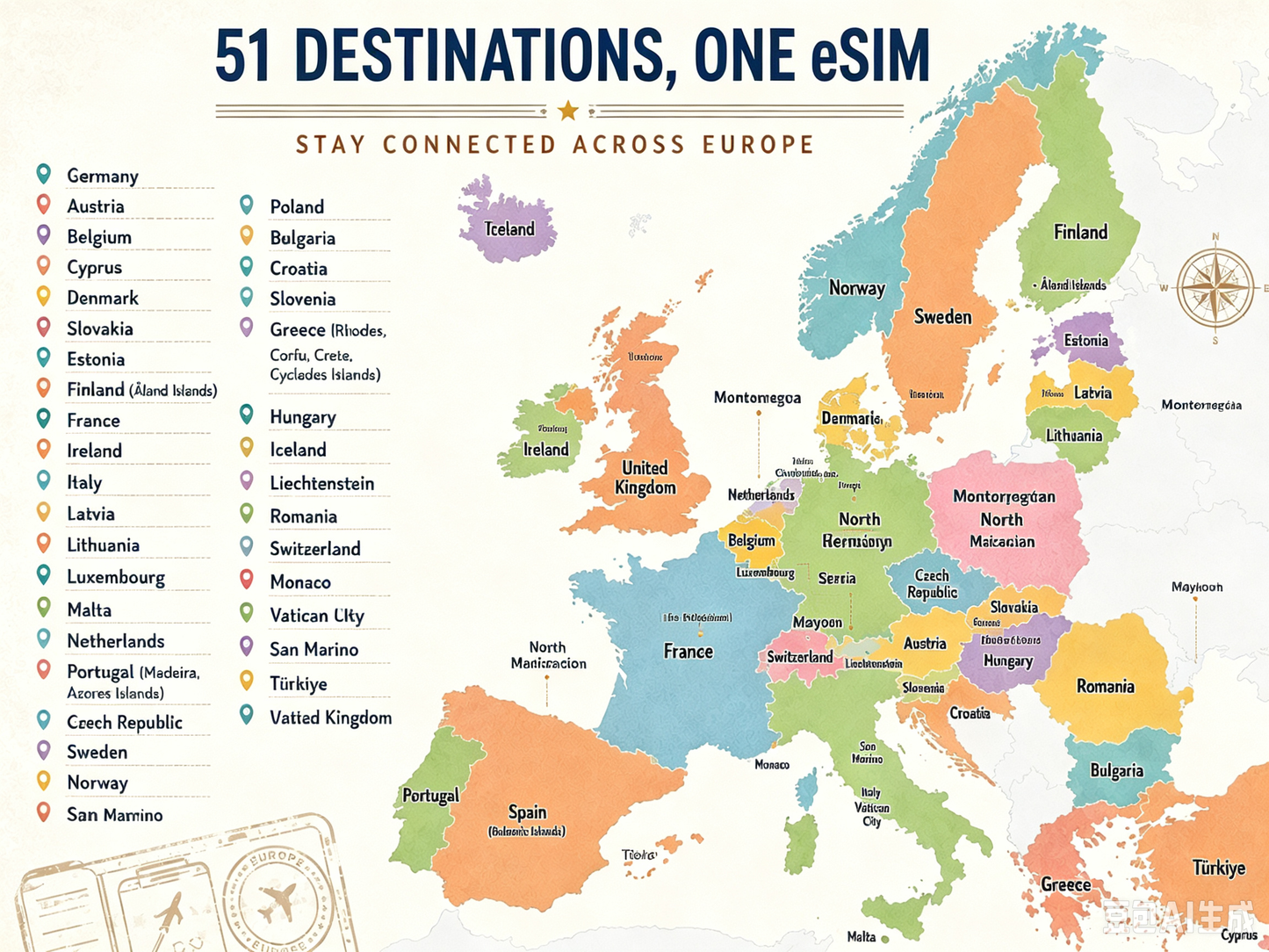 Europe (incl. UK + TR) + Balkans, 51 Countries-- MiFi Data Plan Recharge
