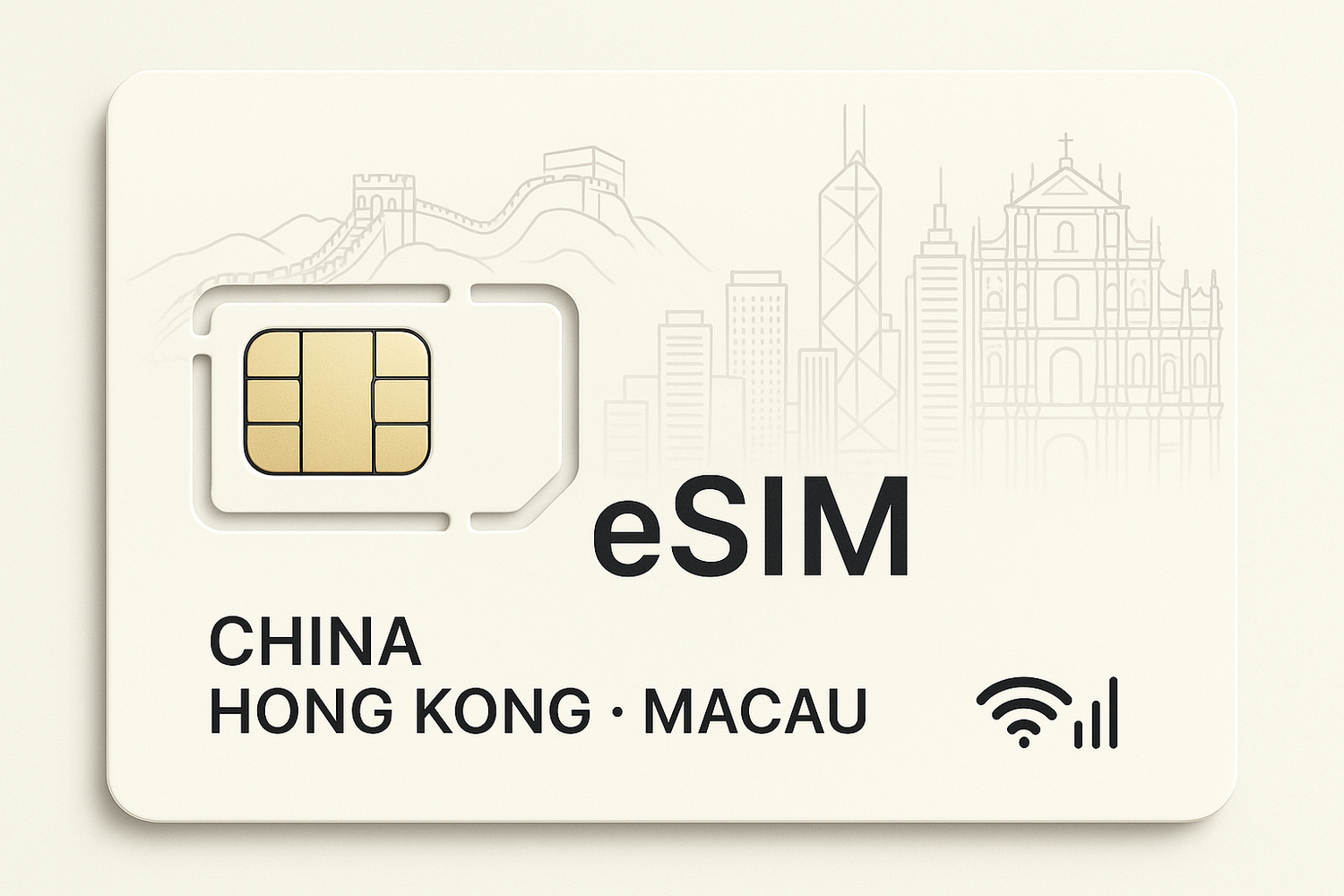 eSIM for China&Hong Kong&Macau, with a light background