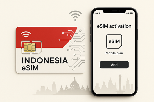 eSIM for  Indonesia, with a light background