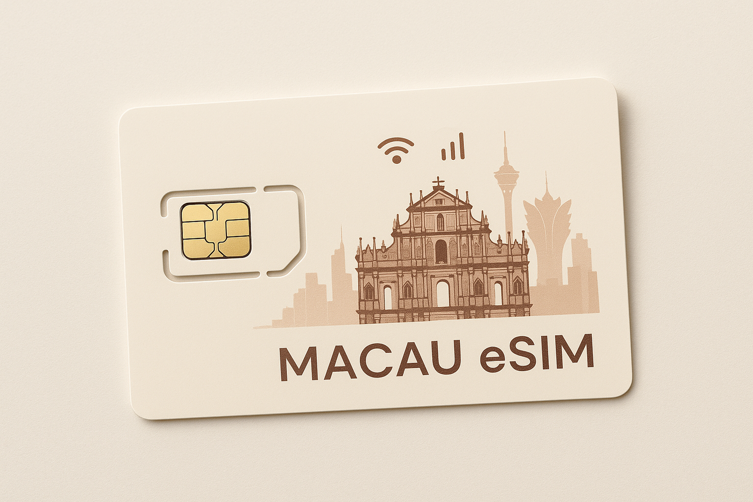 eSIM for Macau, with a light background