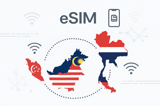 eSIM for Singapore,&Malaysia, &Thailand, with a light background
